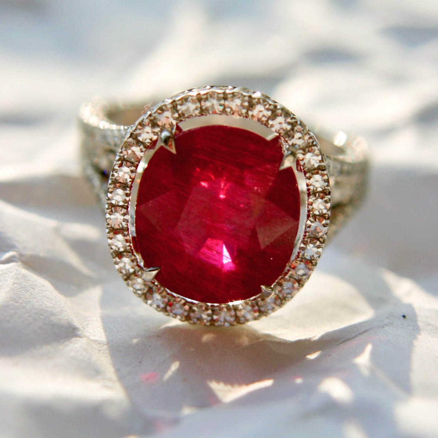 Oval Padparadscha Sapphire Entourage Ring