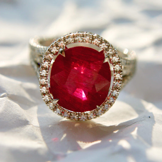Oval Padparadscha Sapphire Entourage Ring