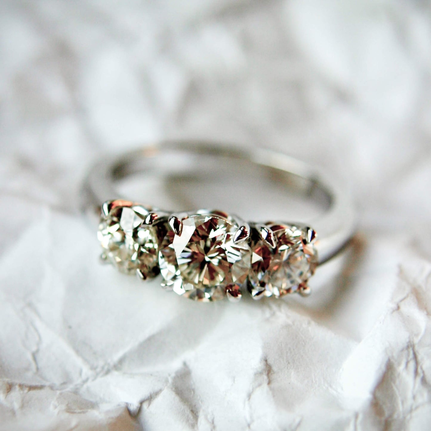 Trilogy Ring with Brilliant-Cut Diamonds