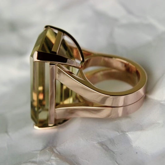 Emerald-Cut Smoky Quartz Solitaire Ring in Rose Gold