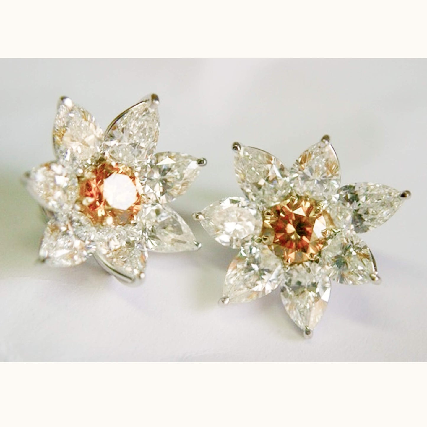 Yellow Diamond Earrings with Pear-Cut Diamond Entourage