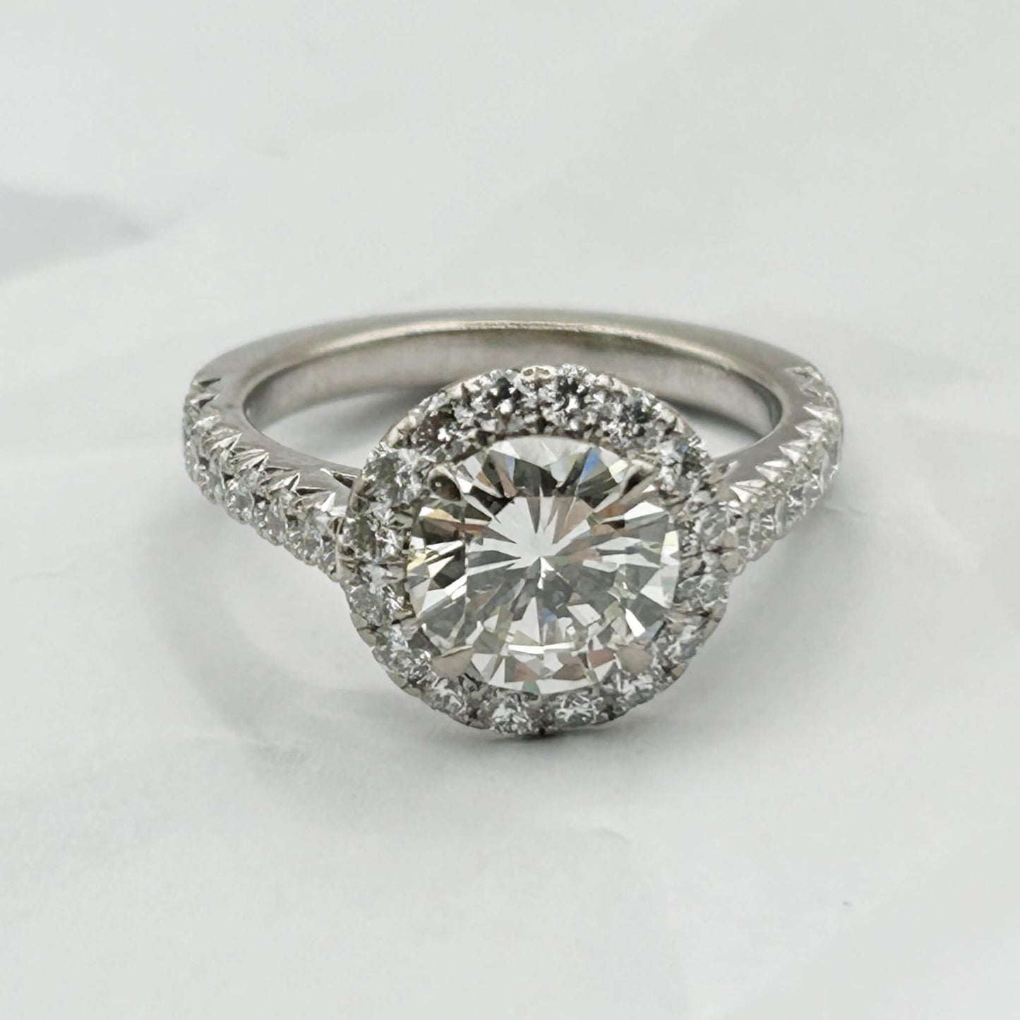 Diamond Solitaire Entourage Ring with Castle Pavé Setting