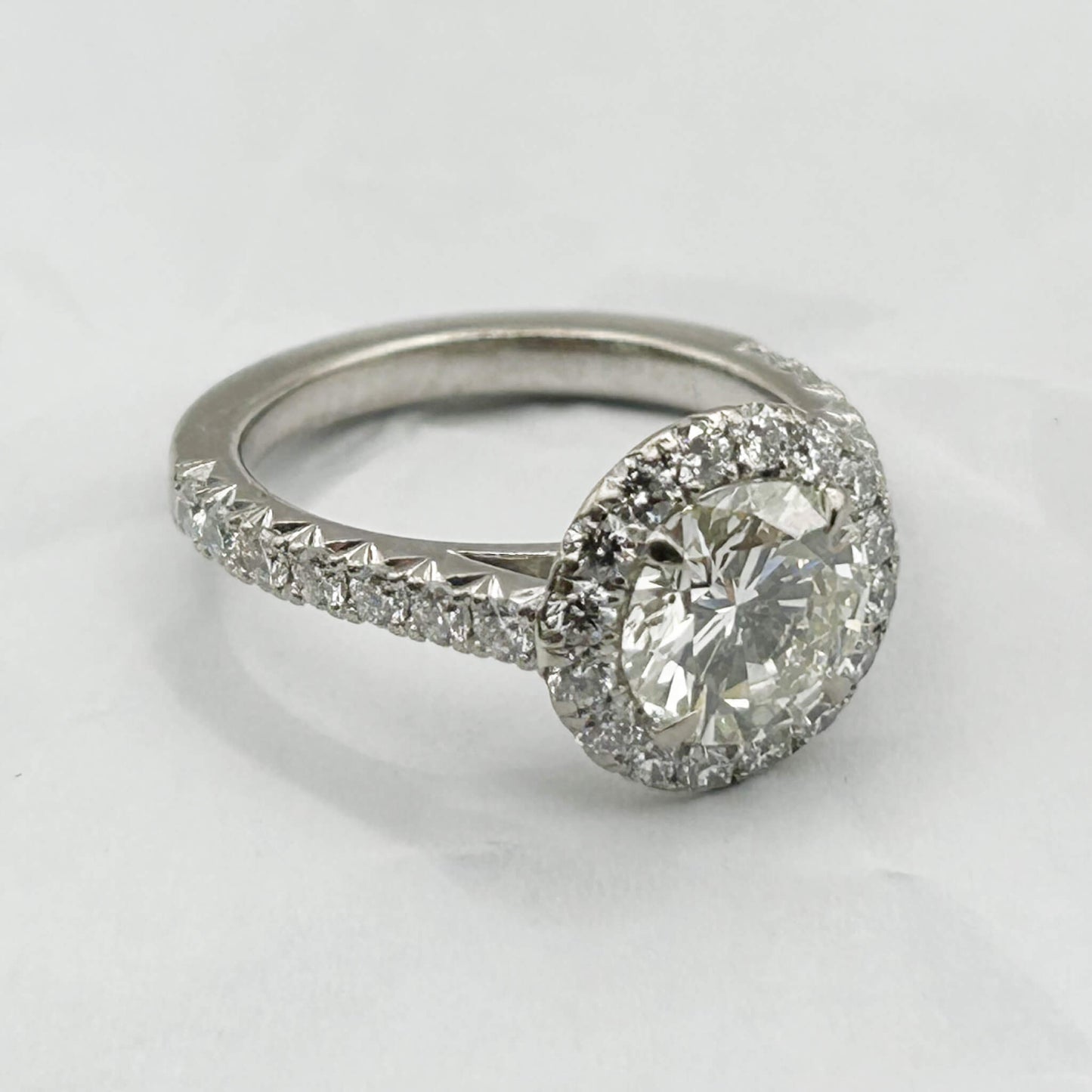 Diamond Solitaire Entourage Ring with Castle Pavé Setting