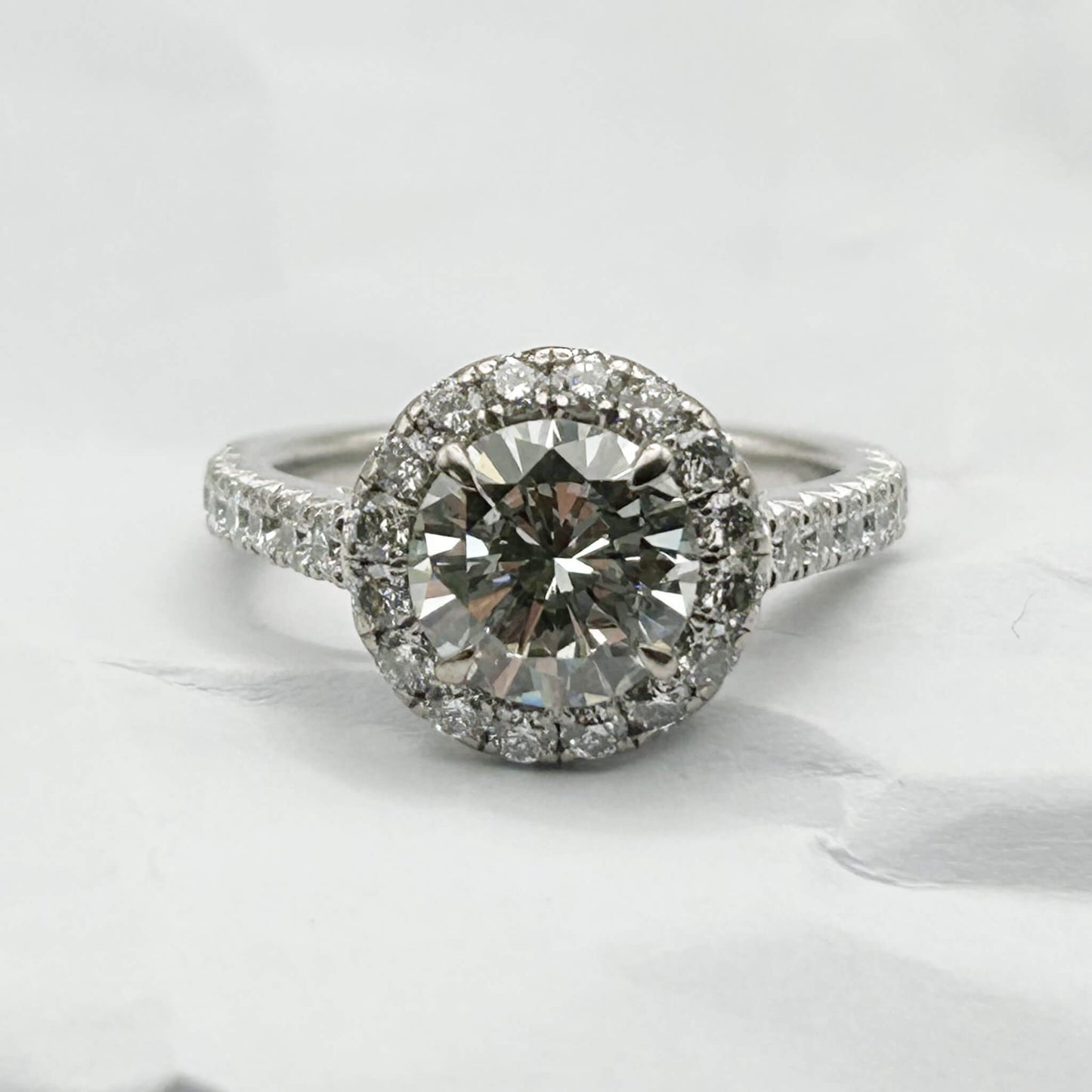 Diamond Solitaire Entourage Ring with Castle Pavé Setting